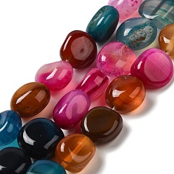 Coloré Pierre gemme agate naturelle, teints et chauffée, nuggets, pierre tombée, colorées, 14~15x10~14x8~9.5mm, Trou: 1.6mm, Environ 12~13 pcs/chapelet, 7.09~7.48'' (18~19 cm)
