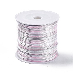 Pink Cordon de fil de nylon teint par segment, corde de satin de rattail, pour le bricolage fabrication de bijoux, noeud chinois, rose, 1mm