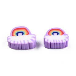 Medium Purple Handmade Polymer Clay Beads, Rainbow, Medium Purple, 6~9x8~11x4mm, Hole: 1.6mm