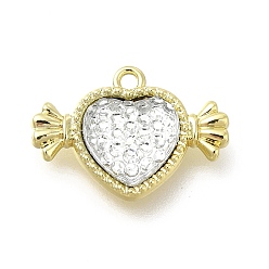 Light Gold Charmes de strass en résine transparente transparente, charmes de coeur, avec les accessoires en alliage, or et de lumière, 15x21x4.5mm, Trou: 1.6mm