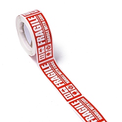 Rouge Autocollants d'étiquette d'avertissement en papier auto-adhésifs, rectangle avec mot fragile manipuler avec soin étiquettes autocollants, pour l'expédition et l'emballage, rouge, 7.5x2.5x0.009 cm, 150pcs / roll