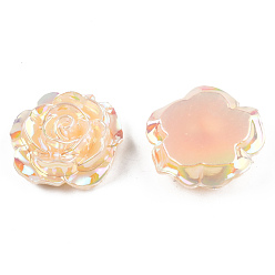 PeachPuff Opaque ABS Plastic Cabochons, AB Color Plated, Rose, PeachPuff, 24x23.5x9mm