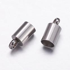 Stainless Steel Color 304 Stainless Steel Cord Ends, End Caps, Stainless Steel Color, 8.5x4mm, Hole: 1.5mm, Inner Diameter: 3.5mm