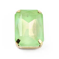 Peridoto Aurora (jm) coser en diamantes de imitación, diamantes de imitación de cristal facetado, Enlaces multifilares, con monturas de latón dorado, octágono rectángulo, peridoto, 18x13x7.5 mm, agujero: 1.2 mm