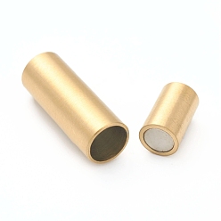 Golden 304 Stainless Steel Magnetic Clasps with Glue-in Ends, Column, Golden, Hole: 4mm, 16mm