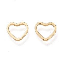Real 20K Gold Plated Brass Linking Ring, Long-Lasting Plated, Heart, Real 18K Gold Plated, 9.5x10x1mm, Inner Diameter: 6.4x8mm