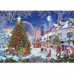 Christmas Tree DIY Christmas Theme Diamond Painting Kits, including Resin Rhinestones, Diamond Sticky Pen, Tray Plate and Glue Clay, Christmas Tree Pattern, 400x300mm