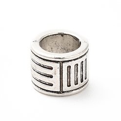 Antique Silver Tibetan Style Alloy European Beads, Large Hole Beads, Column, Antique Silver, 10x7.5mm, Hole: 6.6mm, about 285pcs/500g