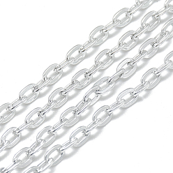 Silver Aluminum Cable Chains, Unwelded, Flat Oval, Silver, 4.6x3.1x0.8mm