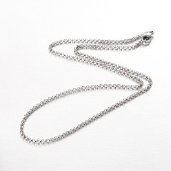 Stainless Steel Color 304 Stainless Steel Rolo Chain Necklaces, with Lobster Claw Clasps, Stainless Steel Color, 18.1 inch(46cm)