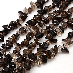 Quartz Fumé Puces naturelles perles de quartz enfumés brins, 8~14x4~8x3~6mm, Trou: 1mm, environ 15~16 pouce