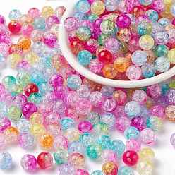 Mixed Color Transparent Crackle Acrylic Beads, Round, Mixed Color, 10mm, Hole: 2mm, about 943pcs/500g