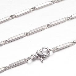 Stainless Steel Color 201 Stainless Steel Bar Link Necklaces, with Lobster Claw Clasps, Stainless Steel Color, 19.5 inch~20 inch(49.5~50.8cm)