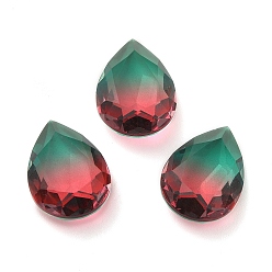 Emerald Faceted K9 Glass Rhinestone Cabochons, Pointed Back, Teardrop, Emerald, 18x13x7mm
