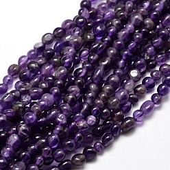 Amethyst Natural Amethyst Nuggets Beads Strands, Tumbled Stone, 5~10x6~7x3~7mm, hole: 1mm, about 14.9 inch~15.7 inch