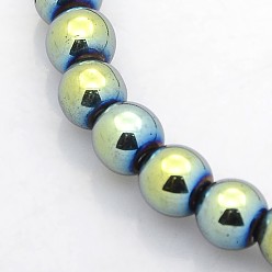 Green Plated Electroplate Non-magnetic Synthetic Hematite Beads Strands, Triangle, Green Plated, 6x6x1mm, Hole: 1mm, about 351pcs/strand, 15.7 inch