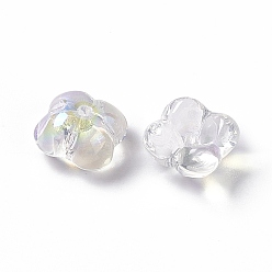 White Electroplate Glass Bead, Flower, White, 11.5x11.5x5.5mm, Hole: 1.2mm