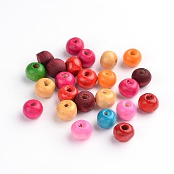 Mixed Color Natural Wood Beads, Lead Free, Round, Dyed, Mixed Color, 7~8x6~7mm, Hole: 3mm, about 9000pcs/1000g