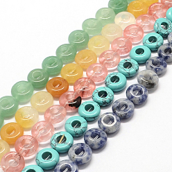Mixed Stone Donut Natural & Synthetic Mixed Stone Bead Strands, 10x4~5mm, Hole: 1mm, about 20pcs/strand, 7.8 inch