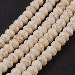 Creamy White Synthetic Turquoise Beads Strands, Dyed, Rondelle, Creamy White, 6x4mm, Hole: 1mm, about 88~90pcs/strand, 15 inch
