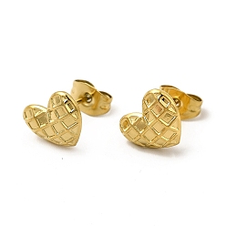 Real 18K Gold Plated Ion Plating(IP) 304 Stainless Steel Heart Stud Earrings for Women, Real 18K Gold Plated, 8x10mm, Pin: 0.8mm