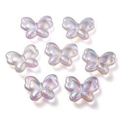 Lavender UV Plating Luminous Transparent Acrylic Beads, Glow in The Dark, Butterfly, Lavender, 25x30x8.5mm, Hole: 2mm