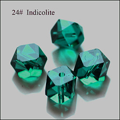 Cyan Oscuro Imitación perlas de cristal austriaco, aaa grado, facetados, cuentas de cubo sin esquinas, cian oscuro, 4x4x4 mm, agujero: 0.7~0.9 mm