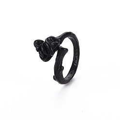 Electrophoresis Black Мужские кольца из сплава на запястье, открытые кольца, без кадмия и без свинца, цветок, электрофорез черный, размер США 5 1/2 (16.1 мм)