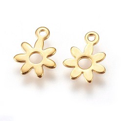 Golden 304 Stainless Steel Charms, Flower, Golden, 10.7x8x0.6mm, Hole: 1.2mm