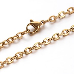 Golden 304 Stainless Steel Cable Chains Necklaces, with Lobster Clasps, Golden, 23.7 inch(60.2cm)