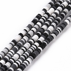 Черный Полимерной глины ручной работы бисер нитей, для поделок ювелирных изделий, Heishi бусы, Диск / плоские круглые, чёрные, 3x0.6~1.2 мм, отверстие : 1.6~1.8 мм, около 412 шт / нитка, 15.94 дюйм (40.5 см)