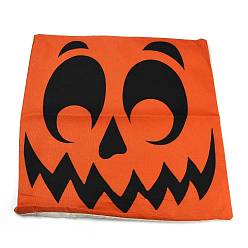 Skeleton Burlap Halloween Pillow Case, Square Cushion Cover, for Sofa Bed Decoration, Skeleton Pattern, 45x45x0.5cm