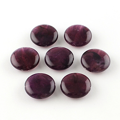 Púrpura Granos de acrílico imitación de piedras preciosas redondas planas, púrpura, 22x8.5 mm, Agujero: 2 mm, sobre 190 unidades / 500 g