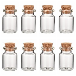 Clear Glass Wishing Bottle Bead Containers, Corked Bottles, Clear, 22x33mm, Bottleneck: 15.5mm in diameter, Capacity: 7ml(0.23 fl. oz)