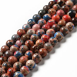 Brique Rouge Brins de perles de jaspe impérial naturel, teint, ronde, firebrick, 8~8.5mm, Trou: 1mm, Environ 46 pcs/chapelet, 14.88'' (37.8 cm)