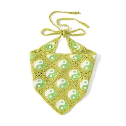 Зелено-Желтый Треугольный шарф крючком, повязка на голову спицами, повязка на голову в виде тюрбана для женщин, зеленый желтый, 540 мм