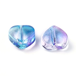 Bleu Bleuet Perles en verre electroplate, cœur, bleuet, 5.5x6x3.7mm, Trou: 0.8mm