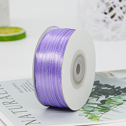 Medium Purple Polyester Double-Sided Satin Ribbons, Ornament Accessories, Flat, Medium Purple, 3mm, 100 yards/roll