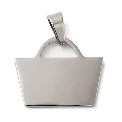 Stainless Steel Color 304 Stainless Steel Pendants, Stamping Blank Tag, Bag Charm, Stainless Steel Color, 19x23.5x1mm, Hole: 6.5x4mm