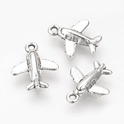 Antique Silver Tibetan Style Alloy Charms, Airplane, Cadmium Free & Lead Free, Antique Silver, 15.5x13.5x3.5mm, Hole: 1.5mm, about 1540pcs/1000g