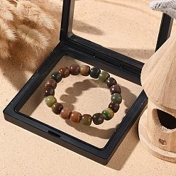 Brun Saddle Bracelet extensible en perles de bois de bodhi pour femme, selle marron, diamètre intérieur: 2-3/8 pouce (6 cm), 1 pc / set