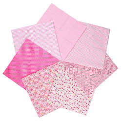 Hot Pink Printed Cotton Fabric, for Patchwork, Sewing Tissue to Patchwork, Quilting, Square, Hot Pink, 25x25cm, 7pcs/set