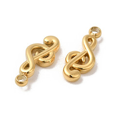 Real 18K Gold Plated Manual Polishing 304 Stainless Steel Charms, Musical Note Charm, Real 18K Gold Plated, 11x4.5x2mm, Hole: 1.2mm