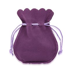 Plum Velvet Bags Drawstring Jewelry Pouches, for Party Wedding Birthday Candy Pouches, Plum, 16x13cm