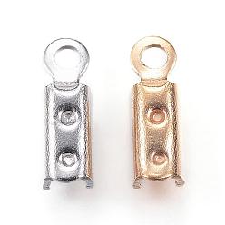 Mixed Color 304 Stainless Steel Folding Crimp Ends, Fold Over Crimp Cord Ends, Mixed Color, 10x3x3mm, Hole: 1.6mm