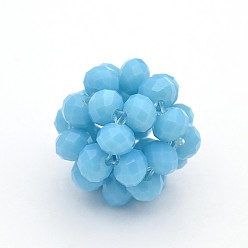 Light Sky Blue Imitation Jade Glass Round Woven Beads, Cluster Beads, Light Sky Blue, 22mm, Beads: 6mm