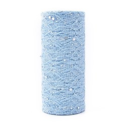 Bleu Clair Rubans de maille déco à paillettes scintillantes, tissu de tulle, pour la décoration de fête de mariage, fabrication de décoration de jupes, bleu clair, 6 pouces (150 mm), 10 yards / rouleau