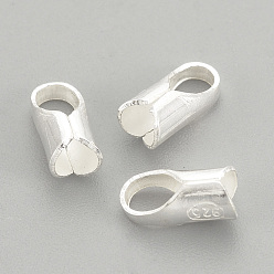 Silver 925 Sterling Silver Ends Caps, with 925 Stamp, Silver, 7x3mm, about 2mm inner diameter, Hole: 3x2mm