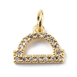 Libra Brass Micro Pave Cubic Zirconia Charms, Constellation Charm, with Jump Rings, Real 18K Gold Plated, Libra, 9.5x12x1.5mm, Hole: 3.4mm