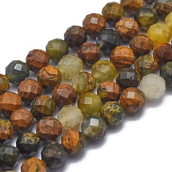Pietersita Hilos de perlas de pietersita natural, facetados, rondo, 5 mm, agujero: 0.8 mm, sobre 67 unidades / cadena, 15.7 pulgada (40 cm)